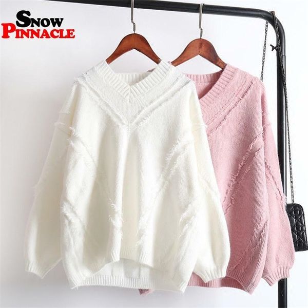 women pullovers sweater solid v-neck lantern sleeve knitted sweater for autumn winter casual loose female coat 210524, White;black
women pullovers sweater solid v-neck lantern sleeve knitted sweater for autumn winter casual loose female coat 210524, White;black