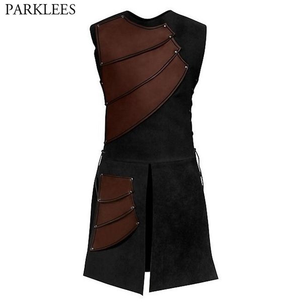 mens punk rock bandage long steampunk vest brand patchwork front split medieval waistcoat men cosplay gothic costume 210522, Black;white
mens punk rock bandage long steampunk vest brand patchwork front split medieval waistcoat men cosplay gothic costume 210522, Black;white
