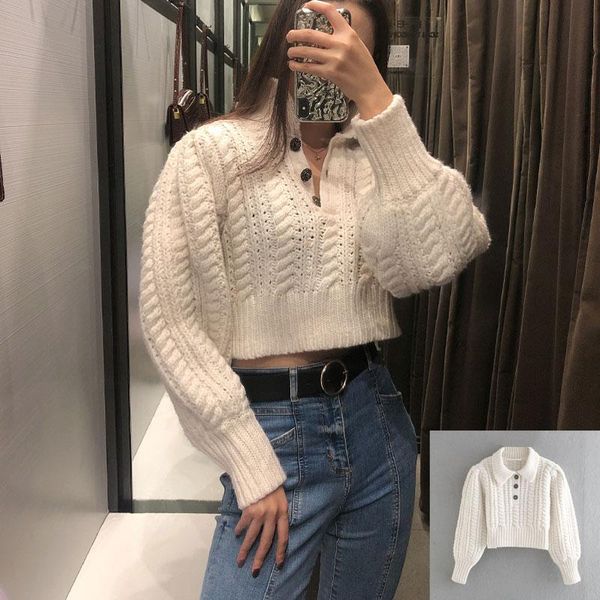 autumn and winter long-sleeved women's sweater eight-strand knitted streetwear short fashion sweaters, White;black
autumn and winter long-sleeved women's sweater eight-strand knitted streetwear short fashion sweaters, White;black