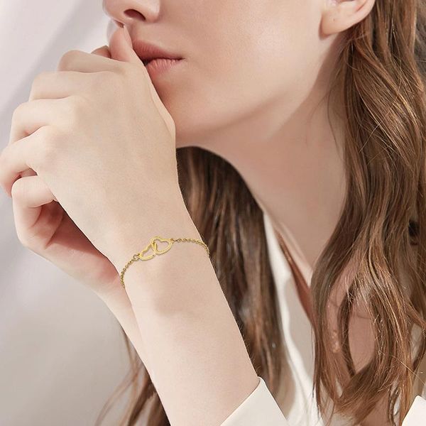charm heart bracelets for women stainless steel jewelry double pendant bangles femme gifts, Golden;silver
charm heart bracelets for women stainless steel jewelry double pendant bangles femme gifts, Golden;silver