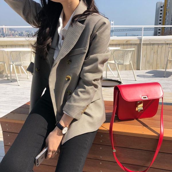 classic plaid women blazer notched collar female suits outwear fashion 2021 spring autumn ladies outcoat women's & blazers, White;black
classic plaid women blazer notched collar female suits outwear fashion 2021 spring autumn ladies outcoat women's & blazers, White;black