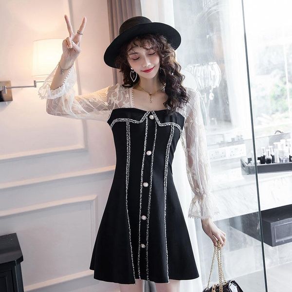 casual dresses spring autumn women's dress french lace stitching long-sleeved slim short female a-line ll179, Black;gray
casual dresses spring autumn women's dress french lace stitching long-sleeved slim short female a-line ll179, Black;gray