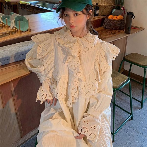 korean chic hollow out design women dresses long o neck flare sleeve white high waist hip loose ropa elegant 48558, Black;gray
korean chic hollow out design women dresses long o neck flare sleeve white high waist hip loose ropa elegant 48558, Black;gray