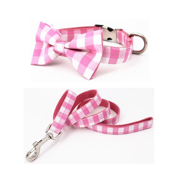 dog collars & leashes pink plaid collar and leash set with bow tie cotton &cat necklace for pet wedding gift
dog collars & leashes pink plaid collar and leash set with bow tie cotton &cat necklace for pet wedding gift