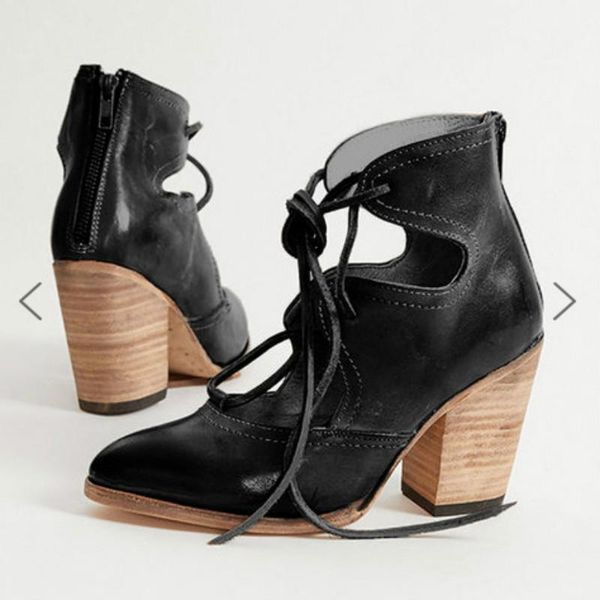 spring autumn women's ankle boots shoes pointed toe lace-up high heels fashion leather large size 35-431, Black
spring autumn women's ankle boots shoes pointed toe lace-up high heels fashion leather large size 35-431, Black