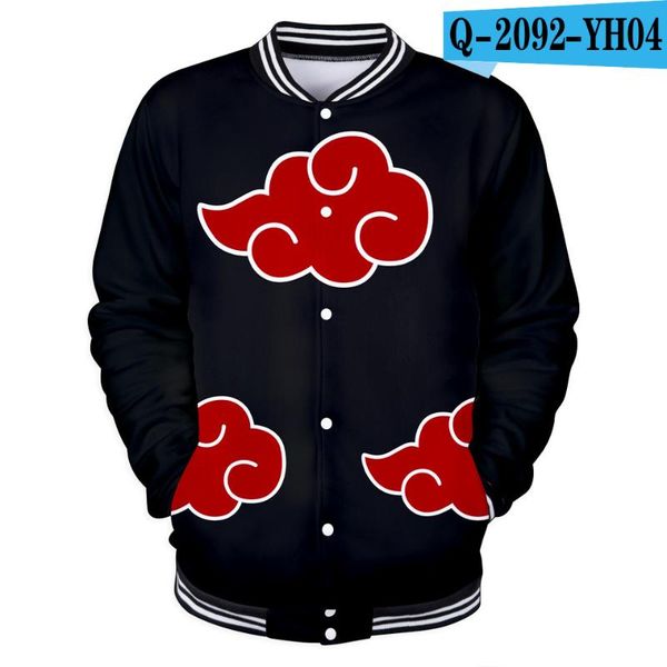 women's hoodies & sweatshirts sasuke japanese anime baseball jacket mens cosplay costume 3d print kakashi uniform boy streetwear outwea, Black