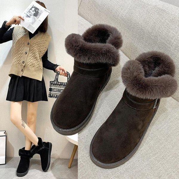 boots snow women flock leather medium high solid color thick fur inside quality lady winter plush lined, Black
boots snow women flock leather medium high solid color thick fur inside quality lady winter plush lined, Black