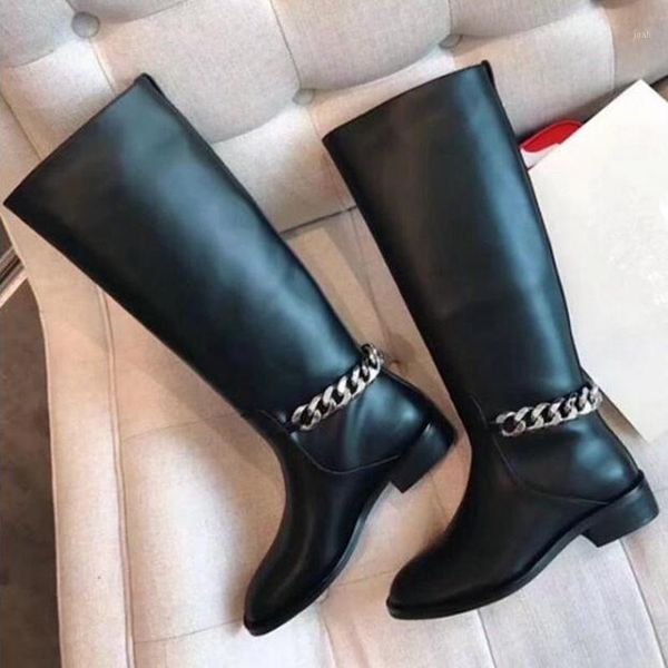 boots test black leather chain decor knee high boot round toe short chunky heels ridding winter dress shoes size 421
boots test black leather chain decor knee high boot round toe short chunky heels ridding winter dress shoes size 421