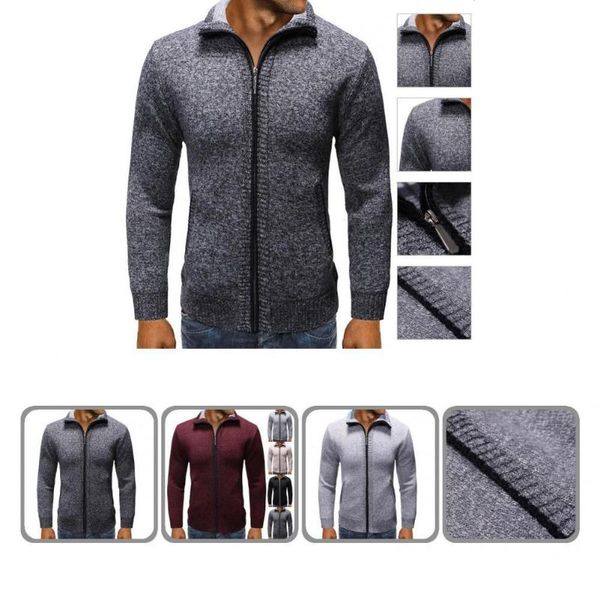 men's sweaters knitted jacket classic stand collar zipper closure cardigan sweater ribbed hem two pockets men, White;black
men's sweaters knitted jacket classic stand collar zipper closure cardigan sweater ribbed hem two pockets men, White;black