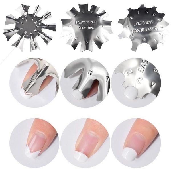 nail art equipment french nails tips shape trimmer 4 style 9 sizes easy smile cut v line almond cutter mold, Silver