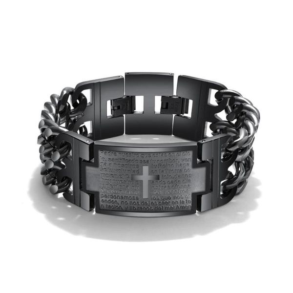 link, chain cross bible scripture double layer men bracelet stainless steel black or silver color, jewelry pulseras wholesale
link, chain cross bible scripture double layer men bracelet stainless steel black or silver color, jewelry pulseras wholesale
