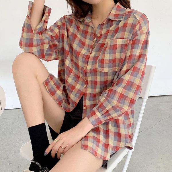 autumn women plaid oversize blouse elegance shirt office lady spring pockets long sleeve button up korean style t09333z women's blouse, White
autumn women plaid oversize blouse elegance shirt office lady spring pockets long sleeve button up korean style t09333z women's blouse, White