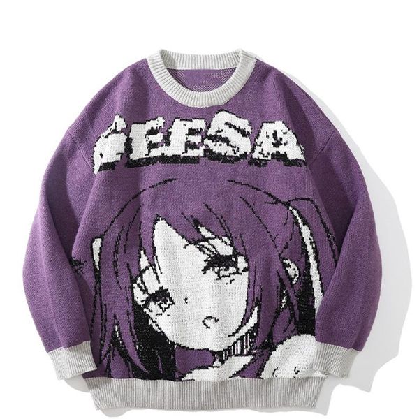 men's sweaters oversized men women japanese cartoon anime girl pullovers o-neck 2021 autumn streetwear fashion cotton knitted sweater, White;black
men's sweaters oversized men women japanese cartoon anime girl pullovers o-neck 2021 autumn streetwear fashion cotton knitted sweater, White;black