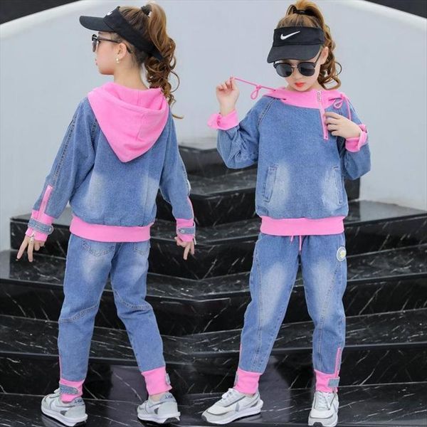 children clothing sets denim stitching tracksuit jeans 2pcs girls set kids sport outfits for clothes 10 12 year, White
children clothing sets denim stitching tracksuit jeans 2pcs girls set kids sport outfits for clothes 10 12 year, White