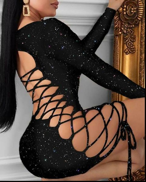 women dress long sleeve bandage bodycon evening party club hollow out lace up ladies dresses, Black;gray
women dress long sleeve bandage bodycon evening party club hollow out lace up ladies dresses, Black;gray