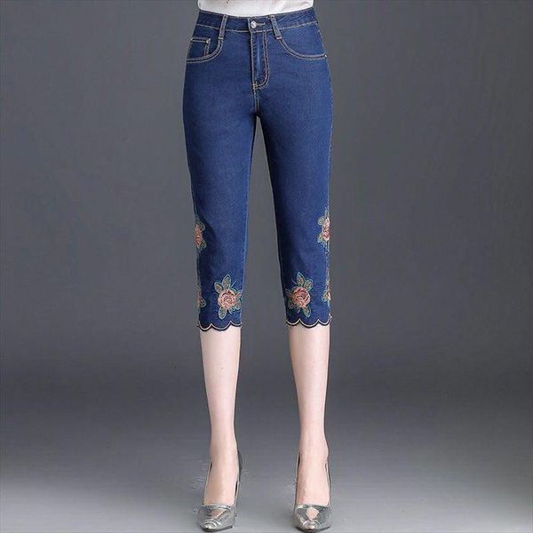summer stretch embroidered capris womens jean spring high waist slim skinny woman embroidery casual calf length pants, Blue
summer stretch embroidered capris womens jean spring high waist slim skinny woman embroidery casual calf length pants, Blue
