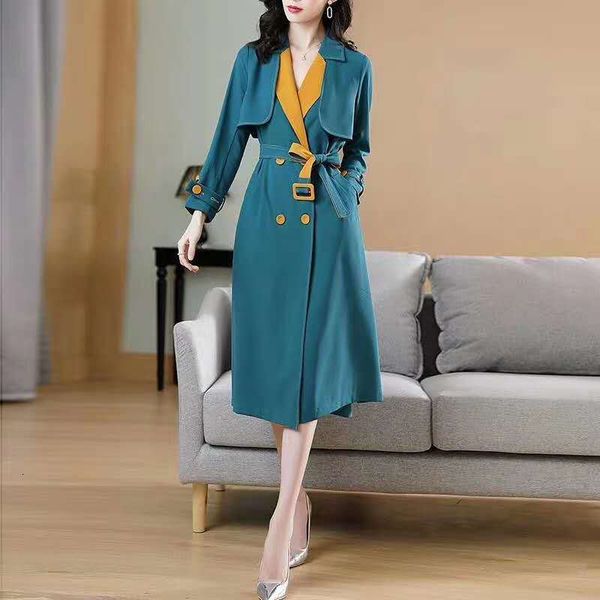 wools autumn fashion long coat trench women turn-down collar color block patchwork double breasted adjustable belt blue overcoats, Black
wools autumn fashion long coat trench women turn-down collar color block patchwork double breasted adjustable belt blue overcoats, Black