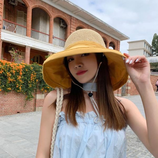 women's summer foldable big-brimmed sun hat mesh fisherman temperament beach sunshade straw hats wide brim, Blue;gray
women's summer foldable big-brimmed sun hat mesh fisherman temperament beach sunshade straw hats wide brim, Blue;gray