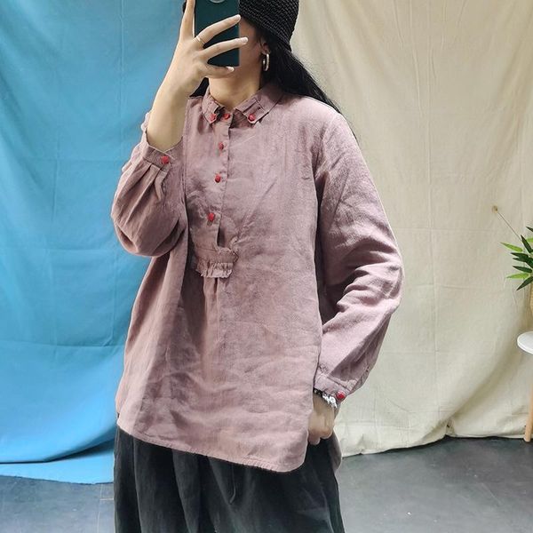 women autumn linen blouse ladies solid color flax shirts female 2021 patchwork blouses women's &, White
women autumn linen blouse ladies solid color flax shirts female 2021 patchwork blouses women's &, White
