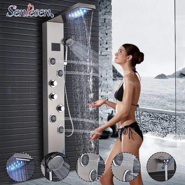 senlesen bathroom shower douche led shower head brushed nickel /orb column panel wall mount w/ massage jets para bar
senlesen bathroom shower douche led shower head brushed nickel /orb column panel wall mount w/ massage jets para bar