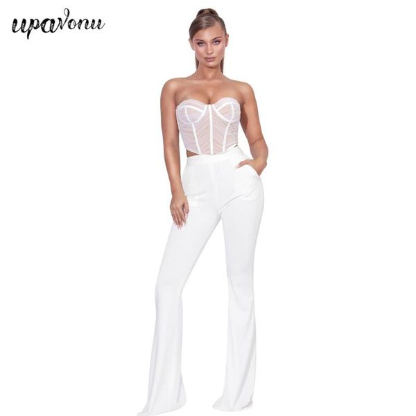 women's two piece pants 2021 women bandage set wrapped chest sleeveless tulle crop & flared elegant two-piece sets, White
women's two piece pants 2021 women bandage set wrapped chest sleeveless tulle crop & flared elegant two-piece sets, White