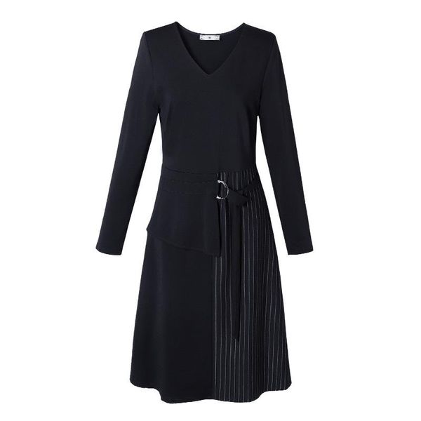 casual dresses fall plus size women's korean fashion style commuting dress, Black;gray 
casual dresses fall plus size women's korean fashion style commuting dress, Black;gray