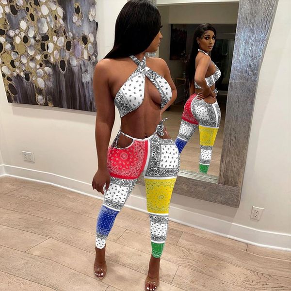 vintage 2 piece bandanna tracksuit womenpant halter neck backless bra cut out hole pencil sweatpant summer clothing for women, White
vintage 2 piece bandanna tracksuit womenpant halter neck backless bra cut out hole pencil sweatpant summer clothing for women, White