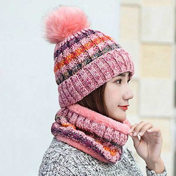 cycling caps & masks 2pcs winter warm hat women scarf set plush woolen beanie cap stripe pompom female putdoor windproof knitted bonnet, Black
cycling caps & masks 2pcs winter warm hat women scarf set plush woolen beanie cap stripe pompom female putdoor windproof knitted bonnet, Black