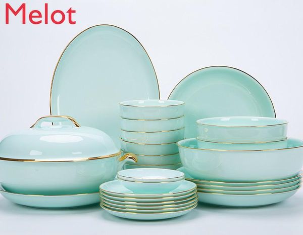 european style golden border creative bowl plate combination bone china tableware set household bowls
european style golden border creative bowl plate combination bone china tableware set household bowls