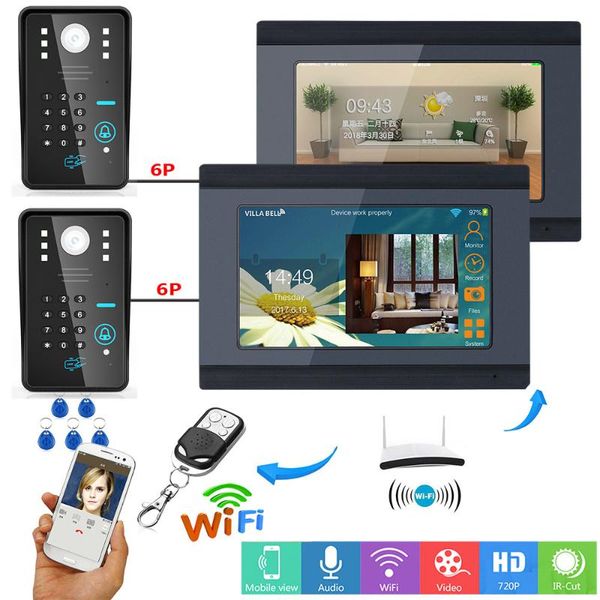 7"2 monitors wired / wireless wifi rfid password video door phone doorbell intercom entry system with 2 x ir-cut 1000tvl camera phones
7"2 monitors wired / wireless wifi rfid password video door phone doorbell intercom entry system with 2 x ir-cut 1000tvl camera phones