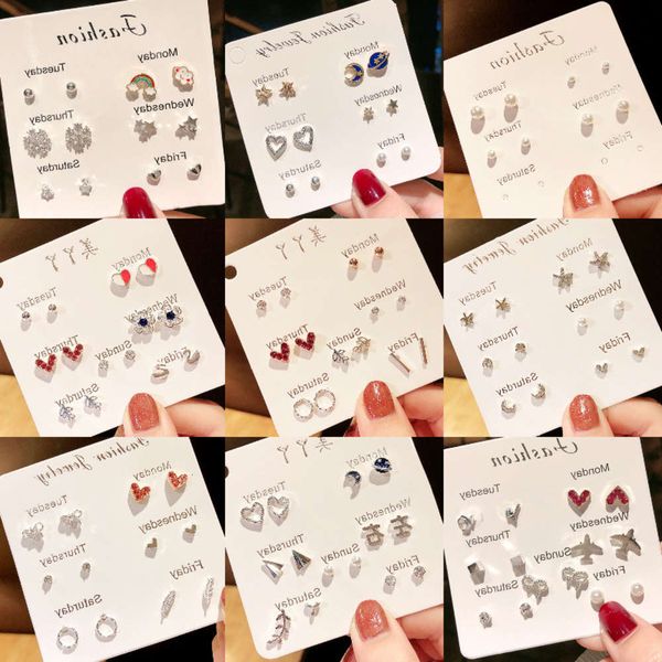 earrings korean version simple 6 pairs of women's suits with one week earrings, Golden
earrings korean version simple 6 pairs of women's suits with one week earrings, Golden