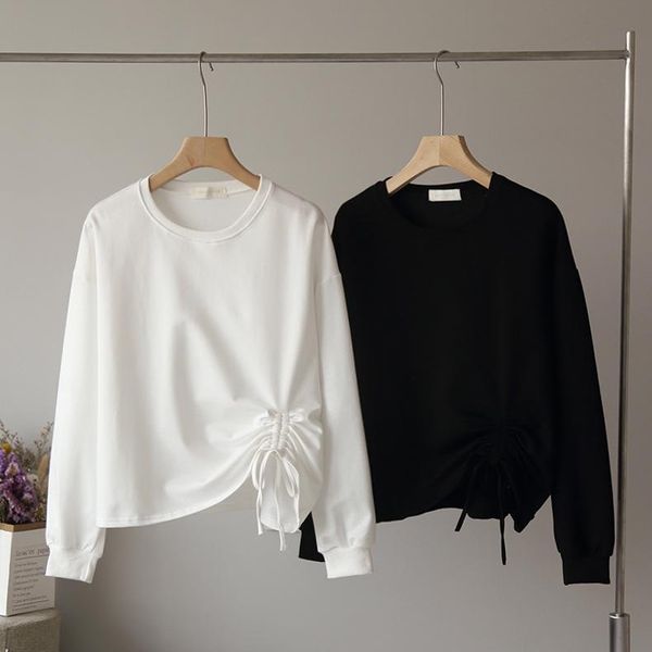 women's hoodies & sweatshirts bornladies korean-style autumn round neck solid color side drawstring long-sleeved, Black
women's hoodies & sweatshirts bornladies korean-style autumn round neck solid color side drawstring long-sleeved, Black