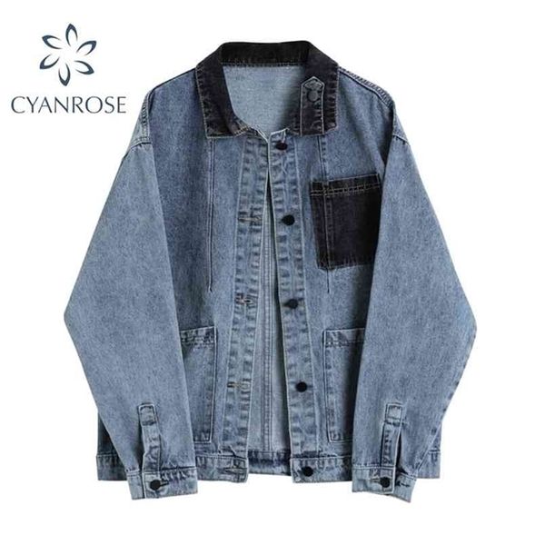 womens denim jacket coat wide lapel autumn winter korean style casual oversize long sleeve button blue jeans coats female 210515, Black;brown
womens denim jacket coat wide lapel autumn winter korean style casual oversize long sleeve button blue jeans coats female 210515, Black;brown