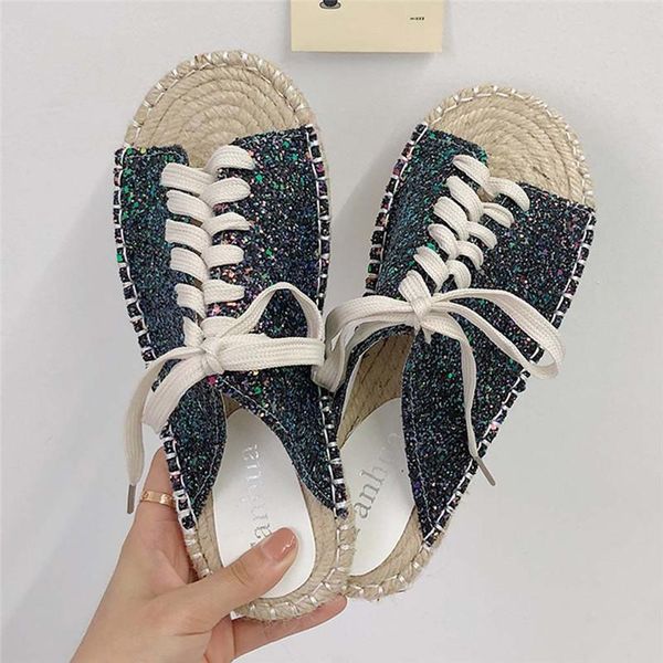 slippers summer women flat bottom casual lace-up shoes lace breathable linen flip flops beach straw knitting, Black
slippers summer women flat bottom casual lace-up shoes lace breathable linen flip flops beach straw knitting, Black