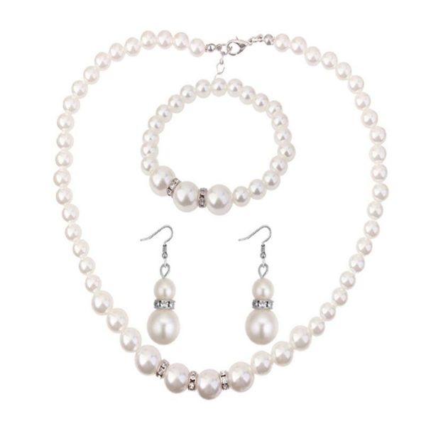 earrings & necklace faux pearl diamond crystal bracelet set jewelry for women wedding, Silver
earrings & necklace faux pearl diamond crystal bracelet set jewelry for women wedding, Silver