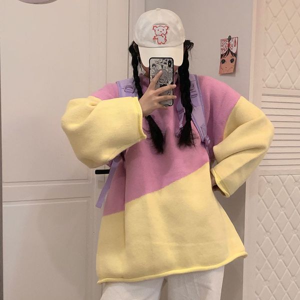 women's sweaters vintage vintage chop-up loose korean female sweater oversized harajuku clothes couple high street streetwear girls yw0, White;black
women's sweaters vintage vintage chop-up loose korean female sweater oversized harajuku clothes couple high street streetwear girls yw0, White;black