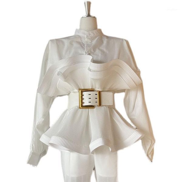 women's blouses & shirts wigadfhk korean fashion female blouse 2021 autumn designer pleated ruffle short sleeve shirt women o-n, White
women's blouses & shirts wigadfhk korean fashion female blouse 2021 autumn designer pleated ruffle short sleeve shirt women o-n, White