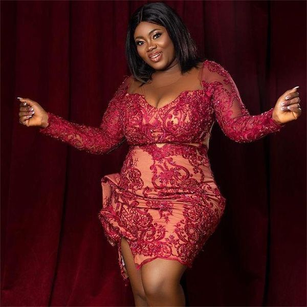 african plus size prom dresses with side split ruched lace evening gowns long sleeves party pageant dress, Black
african plus size prom dresses with side split ruched lace evening gowns long sleeves party pageant dress, Black