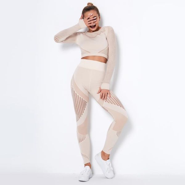 long sleeve two piece set women gym sets sport and yoga leggings seamless hollow out active wear outfit
long sleeve two piece set women gym sets sport and yoga leggings seamless hollow out active wear outfit