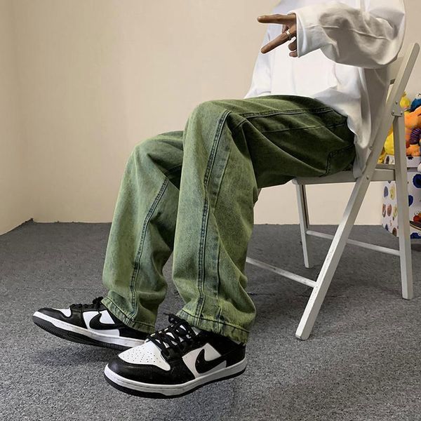 men's jeans retro straight men autumn hip hop loose washed high street baggy mens trend design wide-leg pants, Blue
men's jeans retro straight men autumn hip hop loose washed high street baggy mens trend design wide-leg pants, Blue