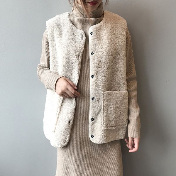 jacket winter lamb female version sleeveless plush vest womens o-neck single breasted waistcoat, Black;brown
jacket winter lamb female version sleeveless plush vest womens o-neck single breasted waistcoat, Black;brown