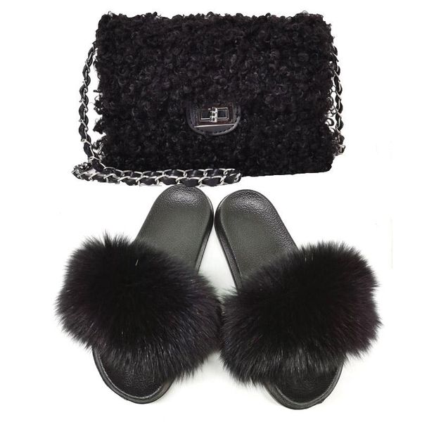 slippers women summer solid 100% fur slides lady's fluffy women's fashion chain plush bags drop, Black
slippers women summer solid 100% fur slides lady's fluffy women's fashion chain plush bags drop, Black