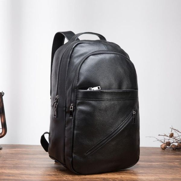 backpack quality leather heavy duty design men travel casual daypack black fashion knapsack college school 17" lapbag bb332
backpack quality leather heavy duty design men travel casual daypack black fashion knapsack college school 17" lapbag bb332