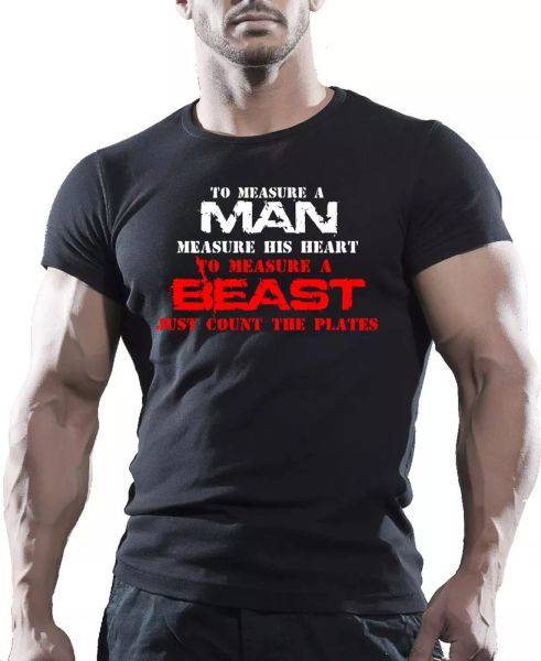 BEAST MENS BODYBUILDING GYM MOTIVATION T-Shirt MMA WORKOUT CLOTHING TOP TEE UFC, White;black