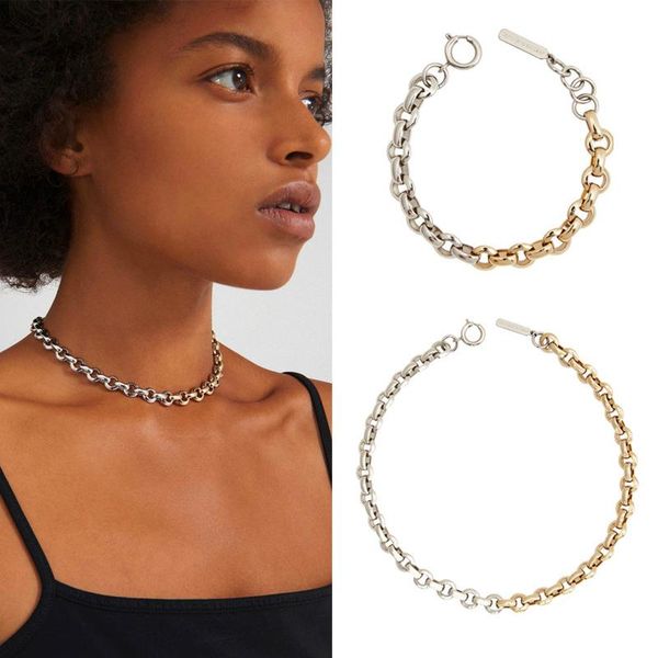 chokers 21 gold and silver color matching metal wind chain short necklace bracelet set female choker clavicle, Golden;silver
chokers 21 gold and silver color matching metal wind chain short necklace bracelet set female choker clavicle, Golden;silver