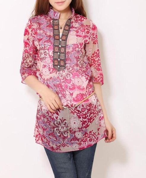 women's blouses & shirts ladies' elegant vintage floral print v neck stand casual slim female blouse shirt loose blusas 5xl, White
women's blouses & shirts ladies' elegant vintage floral print v neck stand casual slim female blouse shirt loose blusas 5xl, White
