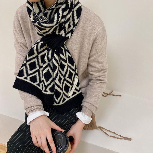scarves luxury winter woman scarf rhombic black plaid warm women's bib knitted cross long thicken, Blue;gray
scarves luxury winter woman scarf rhombic black plaid warm women's bib knitted cross long thicken, Blue;gray
