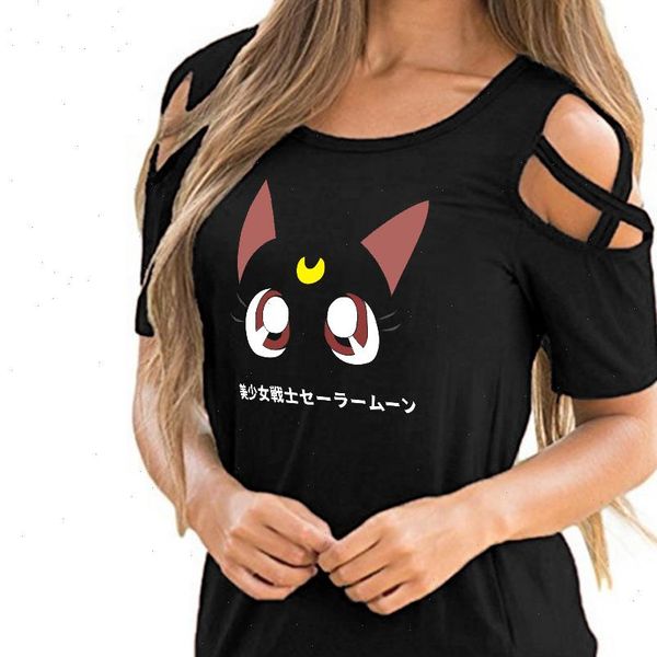 women t shirt sailor moon fashion printed off shoulder shirts summer short sleeve tshirt sale harajuku streetwear hollow, White
women t shirt sailor moon fashion printed off shoulder shirts summer short sleeve tshirt sale harajuku streetwear hollow, White