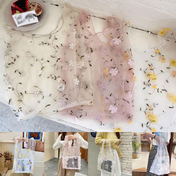 summer women transparent handbag daisy flower embroidery eco tote bags mesh cloth handbags for girls bolsas shopping
summer women transparent handbag daisy flower embroidery eco tote bags mesh cloth handbags for girls bolsas shopping