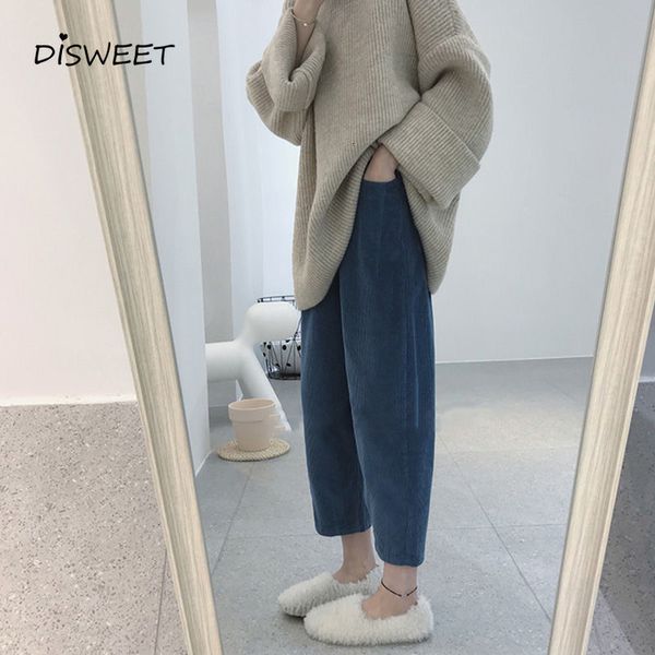 pant casual korean version of corduroy female harajuku women's large size solid nine pants autumn winter loose warm sweatpants, Black;white
pant casual korean version of corduroy female harajuku women's large size solid nine pants autumn winter loose warm sweatpants, Black;white
